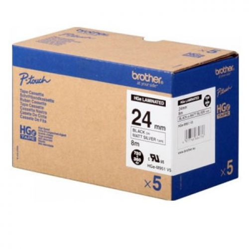 BROTHER Fita Alta Calidad 8m Plateado/Preto (Pack 5Ud) 24mm , Brother , BROHGEM951V5 , 4977766684736